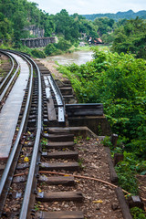 Obraz premium View of Burma railway and river Khwae (Kwai), Thailand