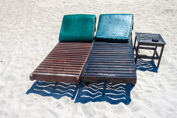 Deck chairs on a beach