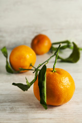 Clemetine mandarin with leaves