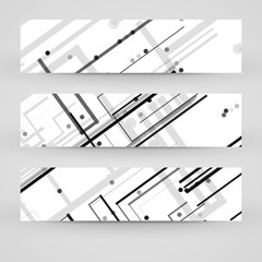 Vector banner set for your design, circuit board Illustration.