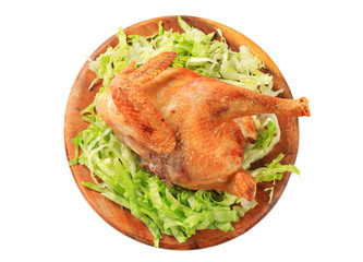 Roasted chicken with lettuce