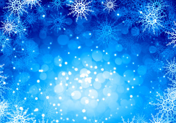 Snowflakes on blue