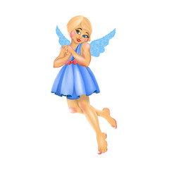 Girl Angel - Isolated on white background