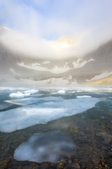 Ice sheet in Iceberg lake, Glacier national park