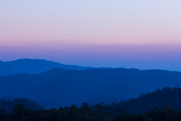 Beautiful twilight sky of mountain view at chiang dao, Thailand