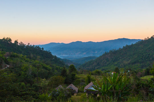 Landscape depth of mountain view at chiang dao, Thailand