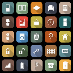 House related flat icons with long shadow