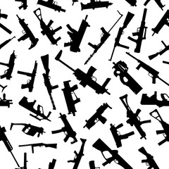 Weapons silhouettes on white. Seamless pattern. Vector EPS10.