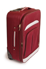 Red suitcase isolated on a white