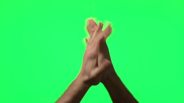 Male hand gestures on green screen