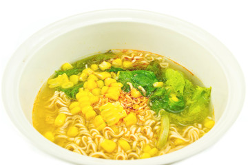 Homemade Quick instant noodles with corn and vegetable