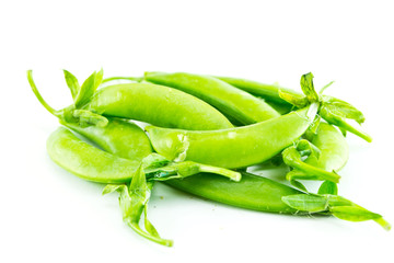 green beans on white background