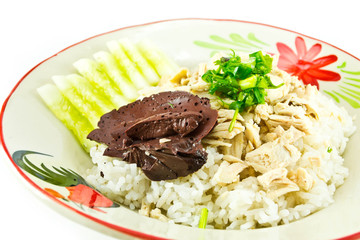 Rice steamed with chicken soup