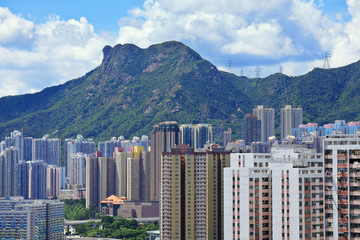 Naklejka premium Mountain lion rock in Hong Kong city