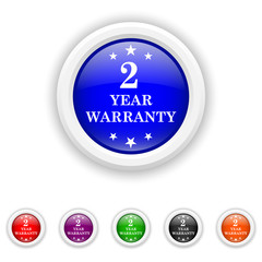 2 year warranty icon - six colours set vector