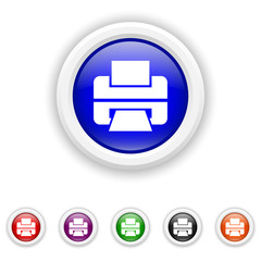 Printer icon - six colours set vector