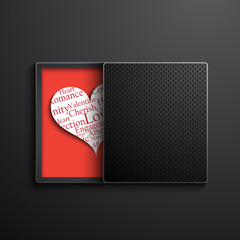 Black box with heart for Valentine's day