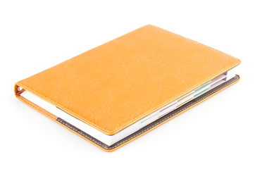 Leather notebook isolated white background