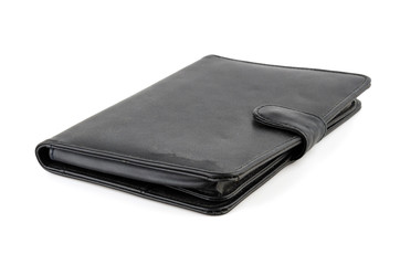 Leather notebook isolated white background
