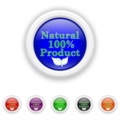 100 percent natural product icon - six colours set vector