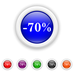 70 percent discount icon - six colours set vector