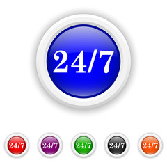 24 7 icon - six colours set vector