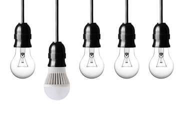 Naklejka premium idea concept with bulbs on white background