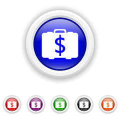 Dollar bag icon - six colours set vector