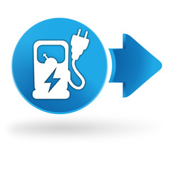 borne de recharge électrique sur symbole web bleu