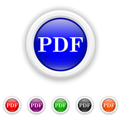 PDF icon - six colours set vector