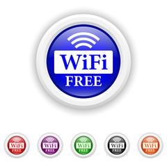 WIFI free icon - six colours set vector