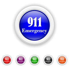911 Emergency icon - six colours set vector