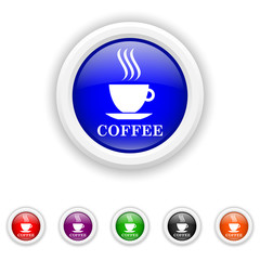 Coffee cup icon - six colours set vector