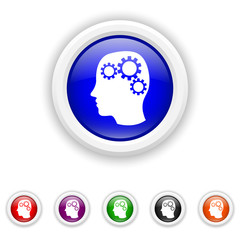 Brain icon - six colours set vector