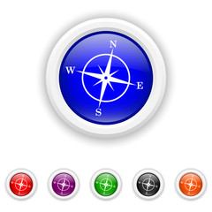 Compass icon - six colours set vector