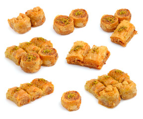 Turkish Baklava isolated on whitr background.