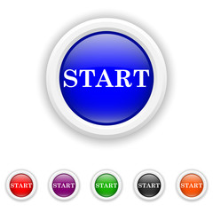 Start icon - six colours set vector