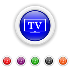 TV icon - six colours set vector