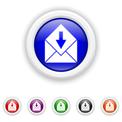 Receive e-mail icon - six colours set vector