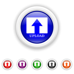 Upload icon - six colours set vector