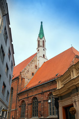 Fototapeta na wymiar Vertical photo of historical city center in Riga, Latvia