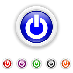 Power button icon - six colours set vector