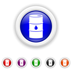 Oil barrel icon - six colours set vector