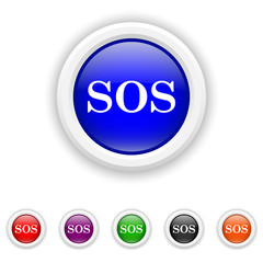 SOS icon - six colours set vector