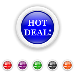 Hot deal icon - six colours set vector