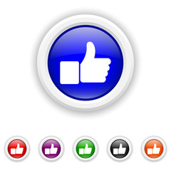 Thumb up icon - six colours set vector