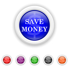 Save money icon - six colours set vector