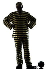 man prisoner criminal with chain ball silhouette