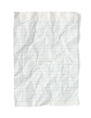 Crumpled paper (with clipping path) isolated on white background