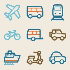 Transport web icons, vintage series